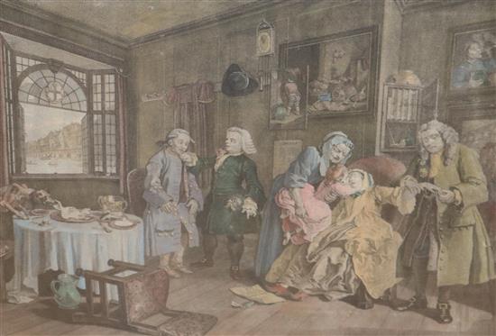 A set of six Hogarth prints, 35 x 44cm